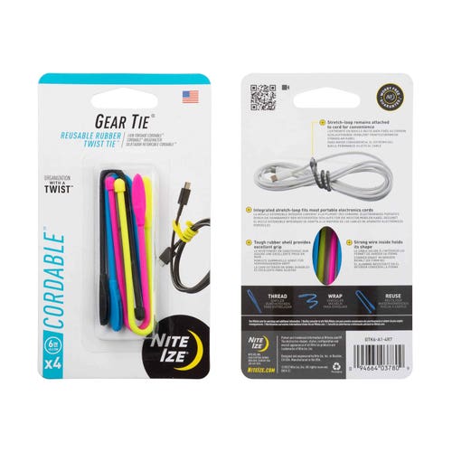 Nite Ize Gear Tie Cordable Twist Tie - Assorted Asst