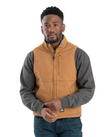 Berne Men's Heartland Sherpa-lined Washed Duck Vest Brown duck