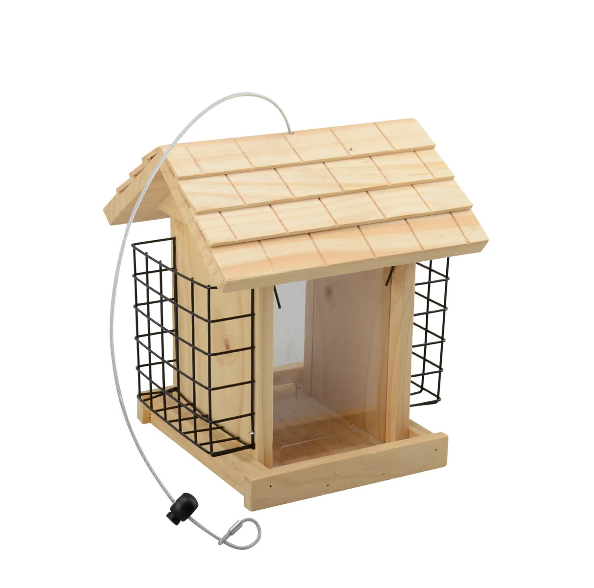 Farm Pro Wooden Bird Feeder With 2 Suet Cages Natural