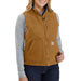 Carhartt Women's Relaxed Fit Washed Duck Sherpa Lined Mock Neck Vest 211 carharttbrown