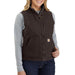 Carhartt Women's Relaxed Fit Washed Duck Sherpa Lined Mock Neck Vest Dark brown