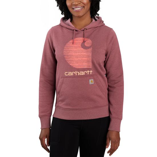 Carhartt Women's Rain Defender Relaxed Fit Midweight "C" Logo Graphic Sweatshirt Iron Ore Heather