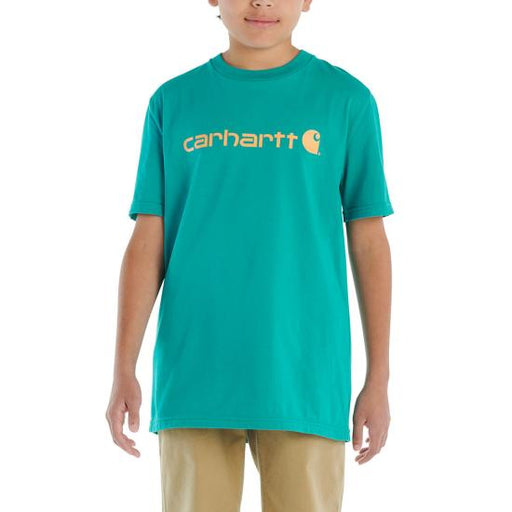 Carhartt Boy's Short Sleeve Logo T-shirt Teal blue
