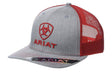 Ariat Mens Richardson Embroidered Shield Logo Snapback Hat - Red & Grey Red / Grey