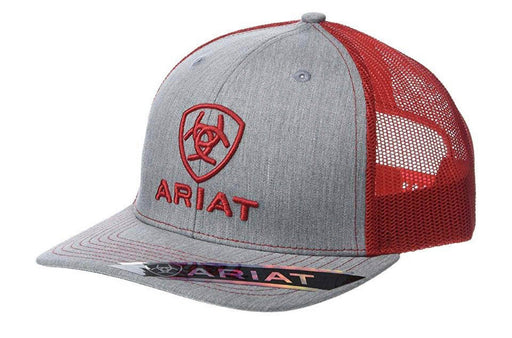 Ariat Mens Richardson Embroidered Shield Logo Snapback Hat - Red & Grey Red / Grey