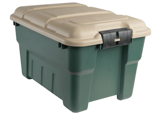 Edge Plastics 9.5 Gallon Lock N Stor Tote with Lid - Green & Tan Green / Tan