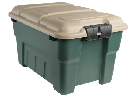 Edge Plastics 9.5 Gallon Lock N Stor Tote with Lid - Green & Tan Green / Tan