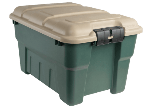 Edge Plastics 9.5 Gallon Lock N Stor Tote with Lid - Green & Tan Green / Tan