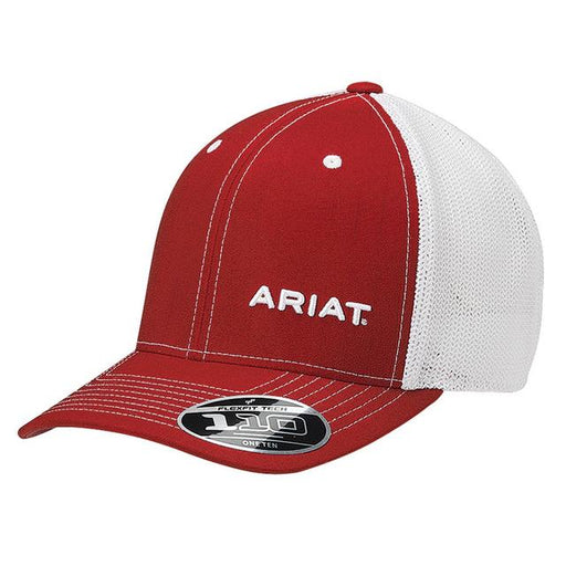 Ariat Offset FlexFit Embroidered Logo Snapback Hat - Red Red / White