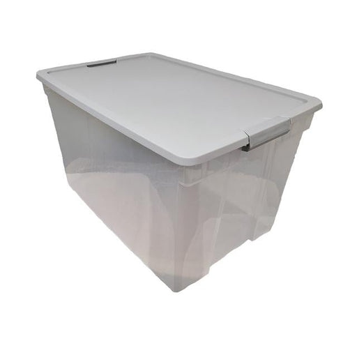 Edge Plastics 60 Quart Latching Storage Tote - Clear / Gray/Clear