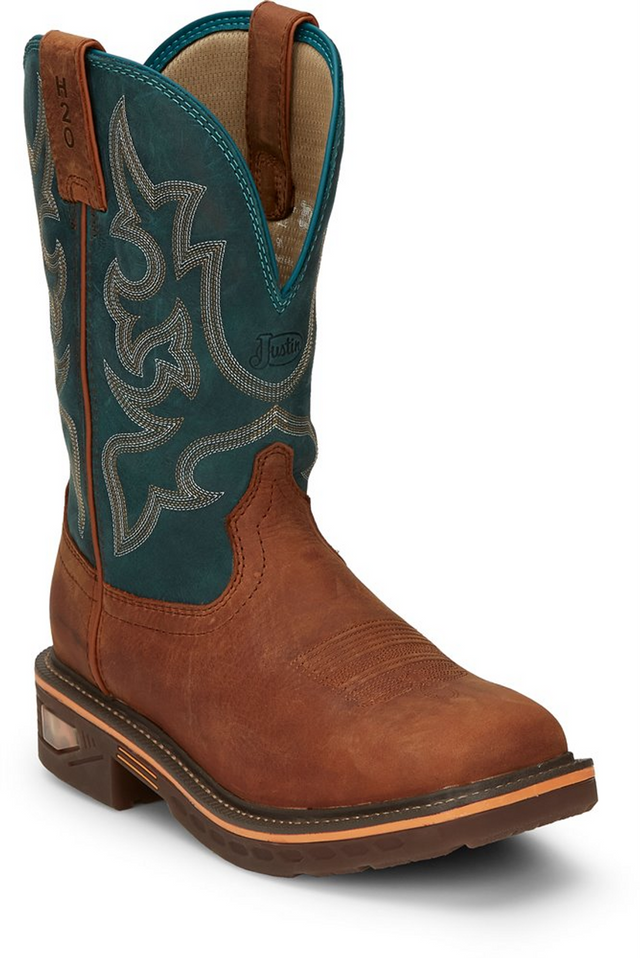 Justin Men's Resistor 11" Square Toe Boot Turkish Blue