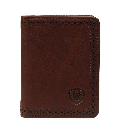 Ariat Perforated Edge Leather Bifold Wallet - Dark Copper Dark Copper / Bifold