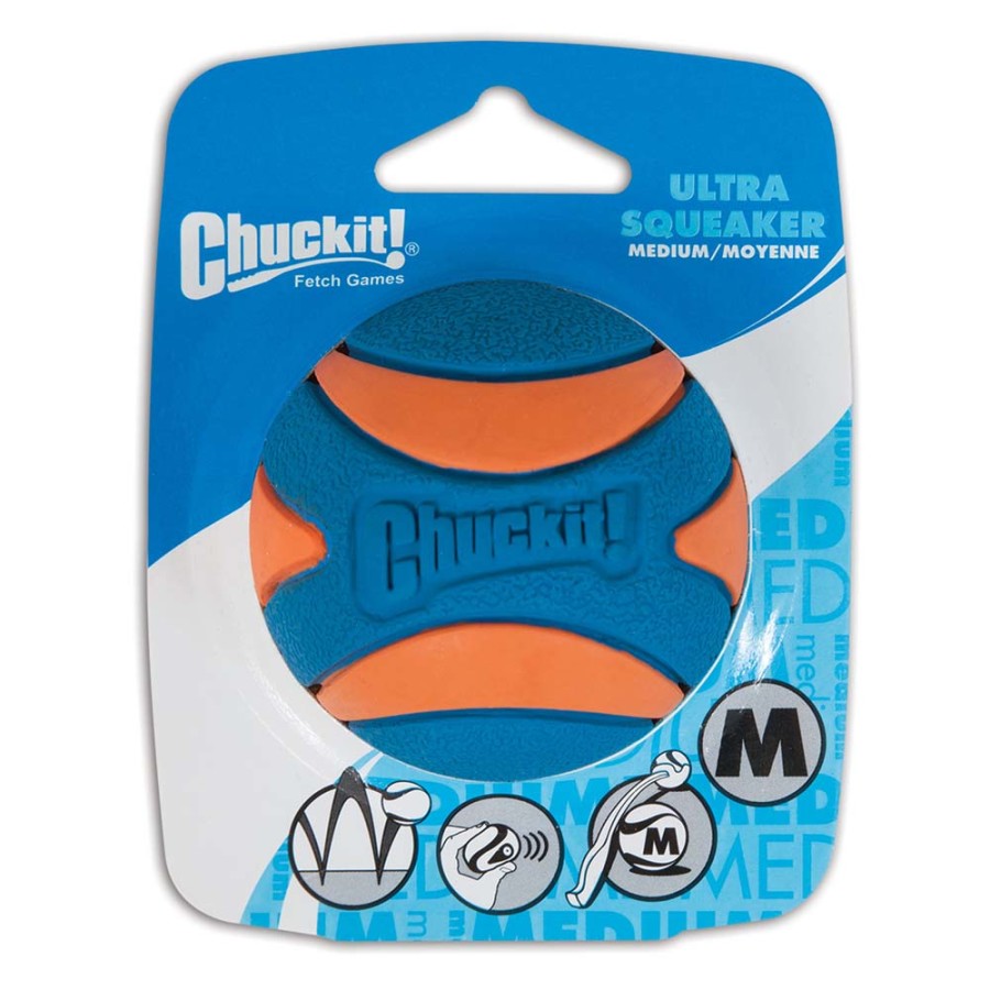 Chuckit! Ultra Squeaker Ball Dog Toy - Small / Medium / Large Blue / Orange