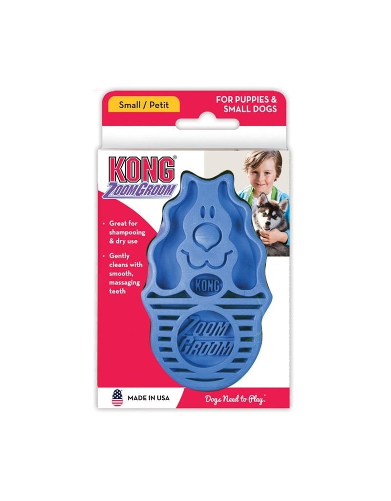 Kong ZoomGroom Rubber Dog Brush - Small / Large Boysenberry