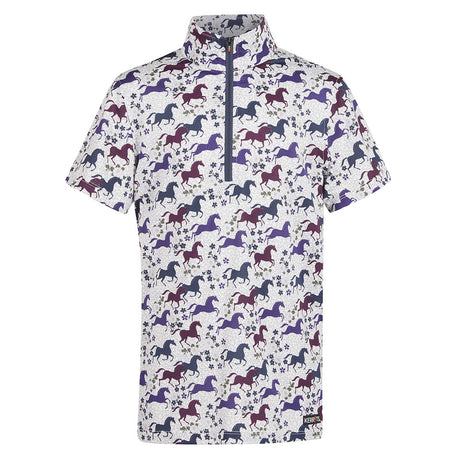 Kerrits Equestrian Apparel Kids Aire Ice Fil Short Sleeve Shirt - Print Oyster Horses N Bits