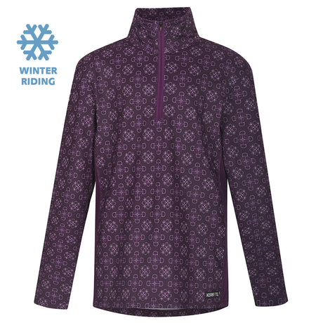 Kerrits Equestrian Apparel Kids Up Tempo Fleece Tech Top - Print Raisin Bit of Frost