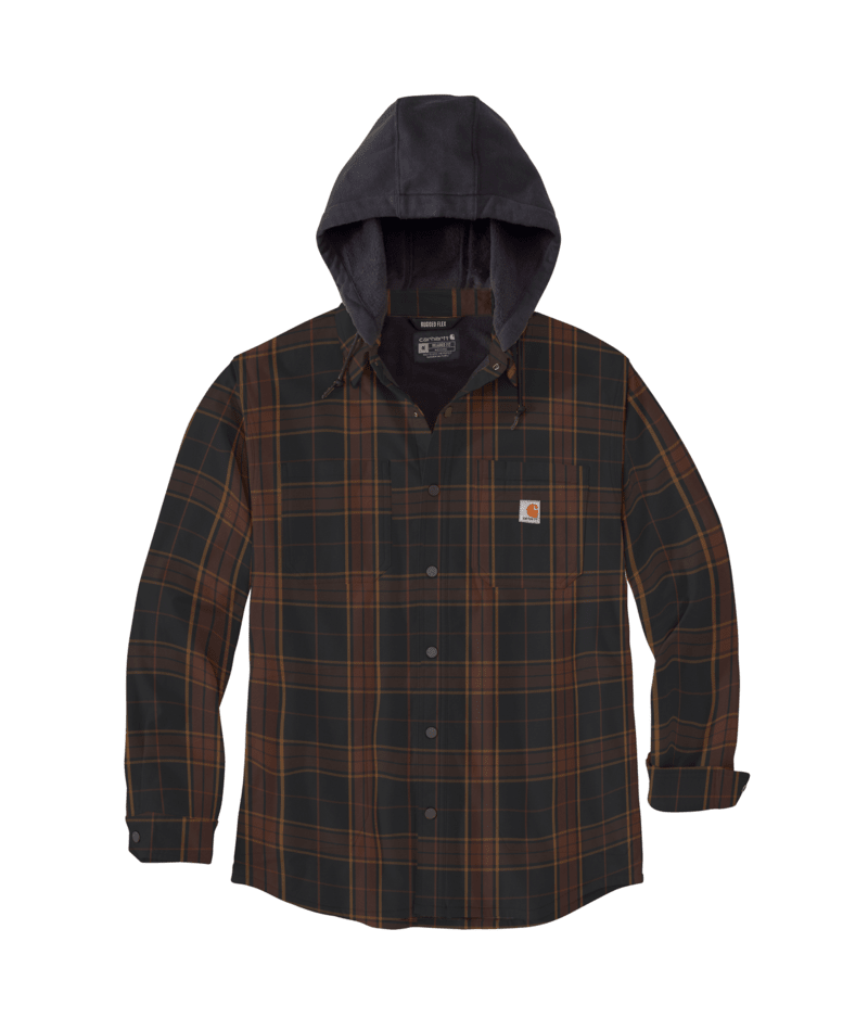 Carhartt Rugged Flex Relaxed Fit Flannel Fleece-Lined Hooded Shirt Jacket - Black Black /  / REG