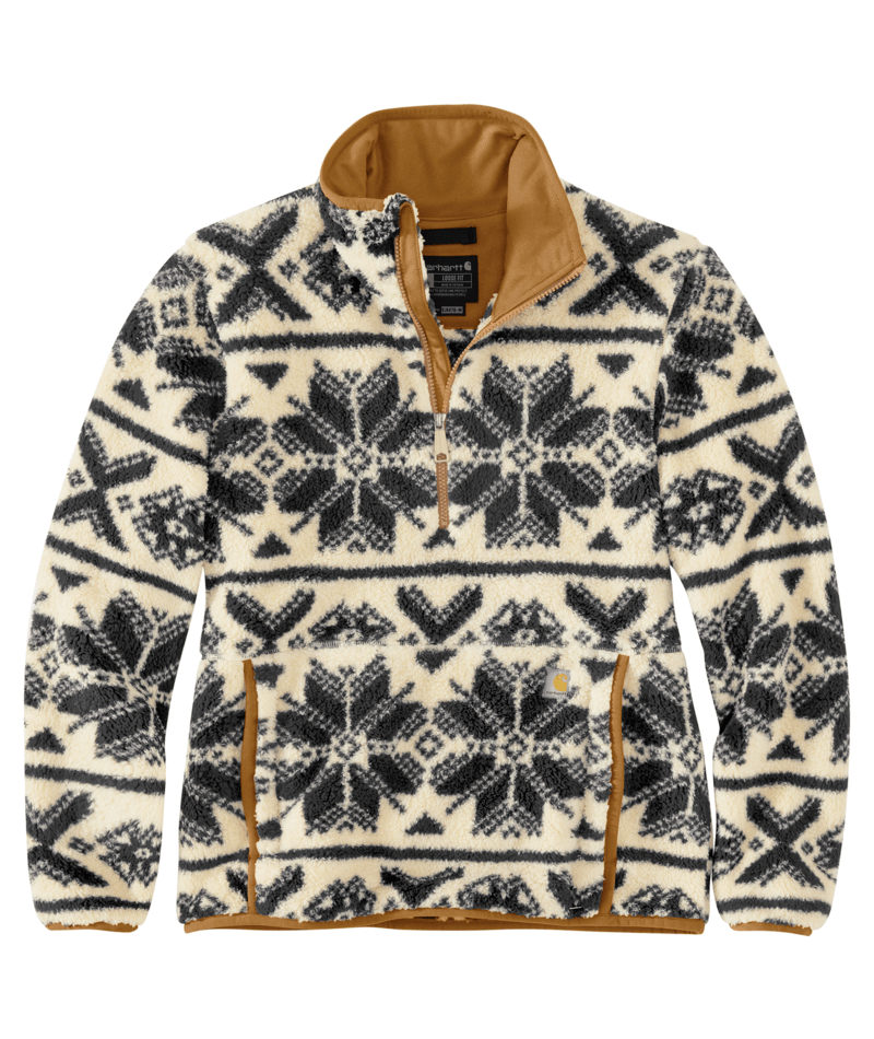 Carhartt Women's Loose Fit Fleece Pullover - 3 Warmest Rating - Oat Milk / Black Fairisle Oat Milk / Black Fairisle /  / REG