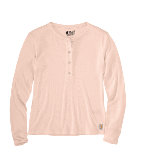 Carhartt Women's TENCEL Fiber Series Relaxed Fit Long-Sleeve Ribbed Henley Shirt - Georgia Peach Georgia Peach /  / REG