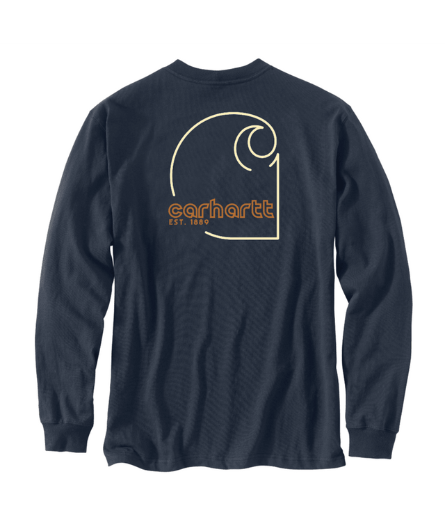 Carhartt Men's Loose Fit Heavyweight Long-Sleeve Pocket C Graphic T-Shirt - Navy Navy /  / REG