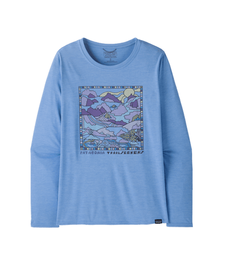 Patagonia W's Long Sleeve Capilene Cool Daily Graphic Shirt - Lands - Trailseekers / Abundant Blue X-Dye Trailseekers / Abundant Blue X-Dye