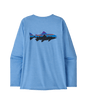Patagonia W's Long Sleeve Capilene Cool Daily Graphic Shirt - Waters - Fitz Roy Trout / Abundant Blue X-Dye Fitz Roy Trout / Abundant Blue X-Dye