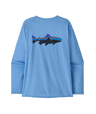 Patagonia W's Long Sleeve Capilene Cool Daily Graphic Shirt - Waters - Fitz Roy Trout / Abundant Blue X-Dye Fitz Roy Trout / Abundant Blue X-Dye