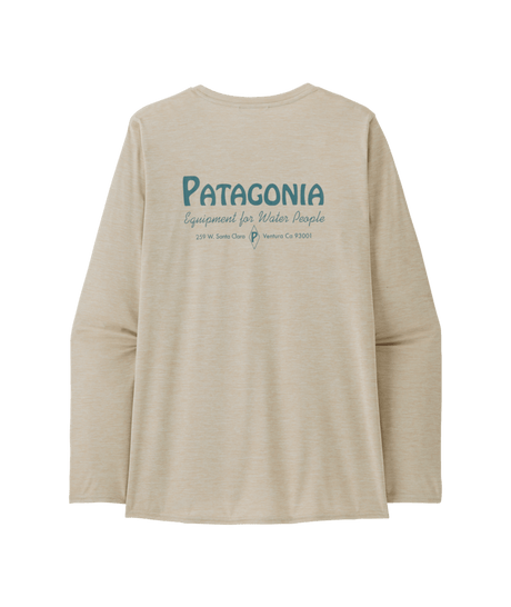 Patagonia W's Long Sleeve Capilene Cool Daily Graphic Shirt - Waters - Water People Banner / Pumice X-Dye Water People Banner / Pumice X-Dye