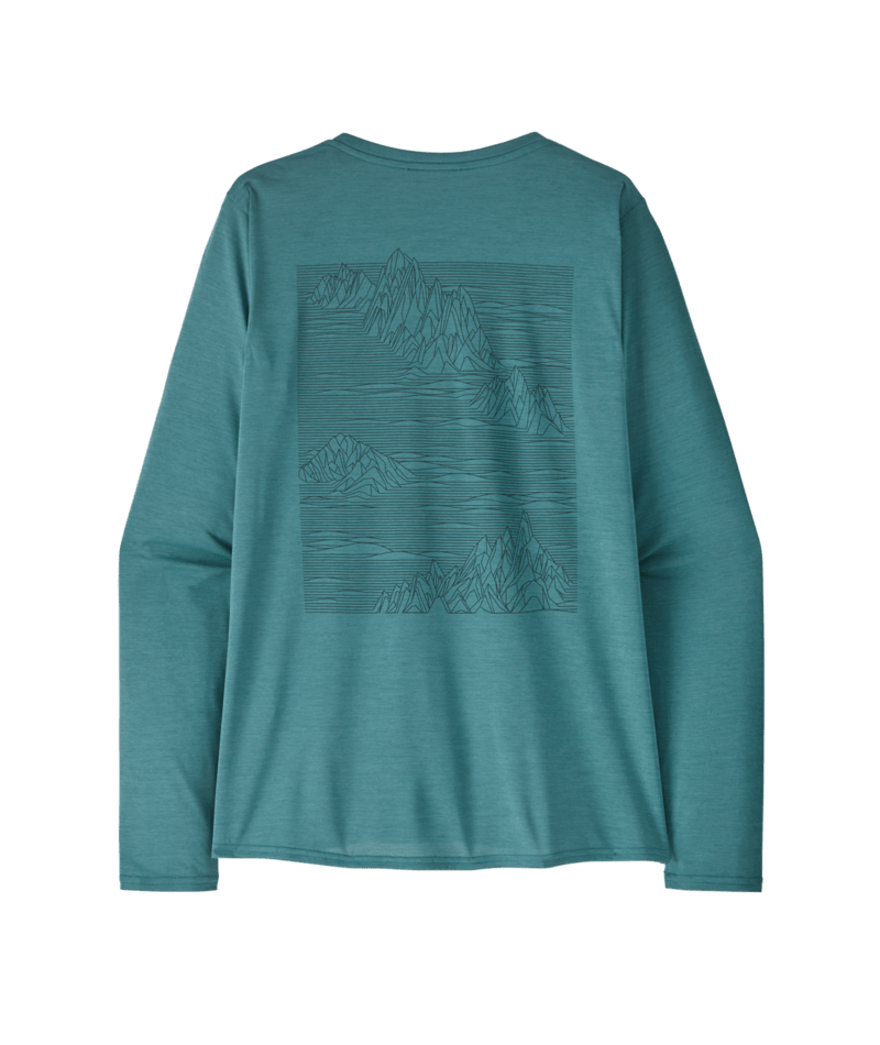 Patagonia W's Long Sleeve Capilene Cool Daily Graphic Shirt - Strataspire / Wetland Blue X-Dye Strataspire / Wetland Blue X-Dye