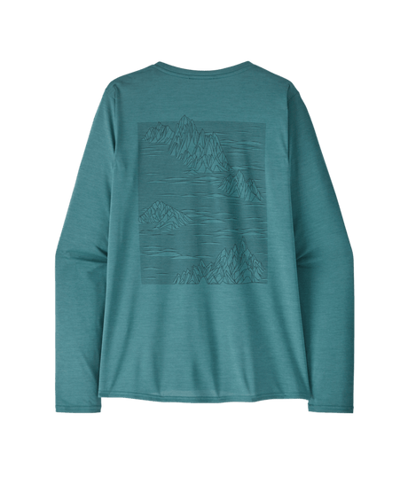 Patagonia W's Long Sleeve Capilene Cool Daily Graphic Shirt - Strataspire / Wetland Blue X-Dye Strataspire / Wetland Blue X-Dye