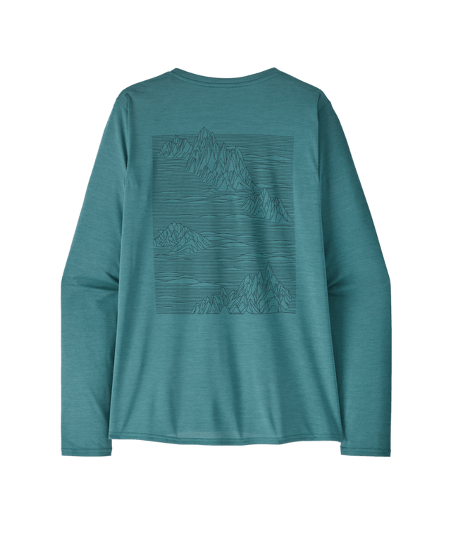 Patagonia W's Long Sleeve Capilene Cool Daily Graphic Shirt - Strataspire / Wetland Blue X-Dye Strataspire / Wetland Blue X-Dye