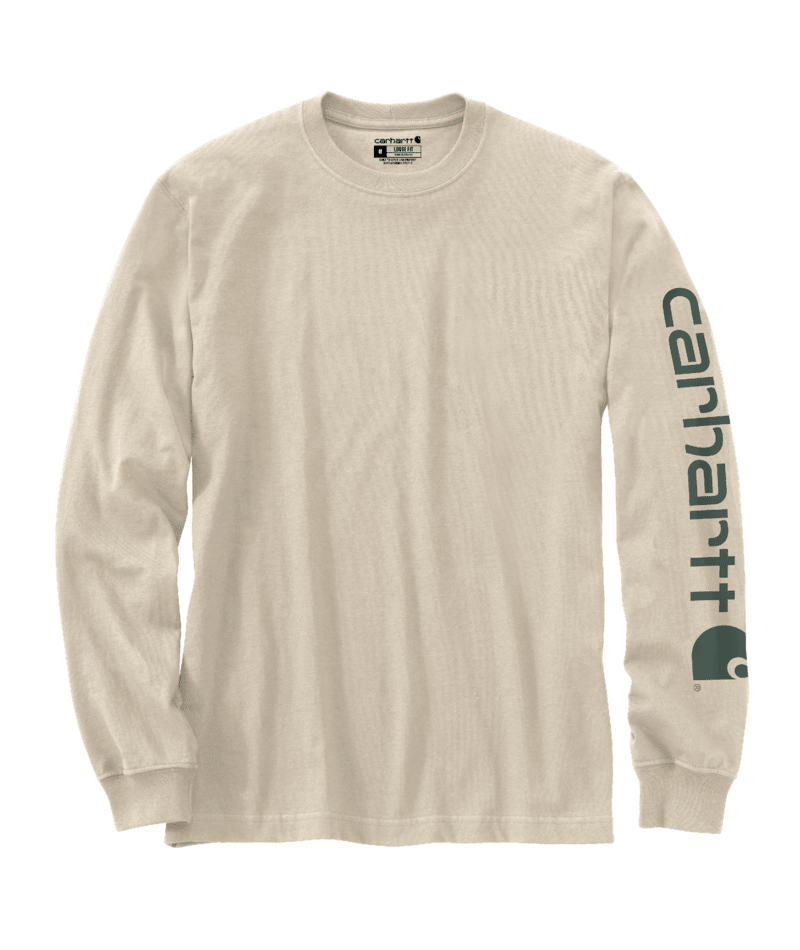 Carhartt Loose Fit Heavyweight Long-Sleeve Logo Sleeve Graphic T-Shirt - Oat Milk Oat Milk /  / REG