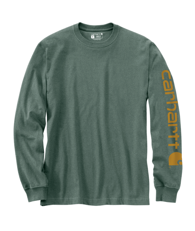 Carhartt Loose Fit Heavyweight Long-Sleeve Logo Sleeve Graphic T-Shirt - Frosted Balsam Heather Frosted Balsam Heather /  / REG