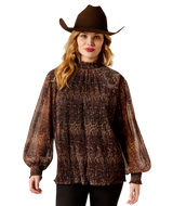 Ariat Plume Pleated Shirt - Leopard Mesh Leopard Mesh