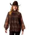 Ariat Plume Pleated Shirt - Leopard Mesh Leopard Mesh