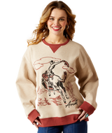 Ariat Roughstock Oversized Crew Sweatshirt - Oatmeal Heather / Marsala Oatmeal Heather / Marsala