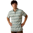 Ariat Retro Western Snap Polo Shirt In Moonbeam