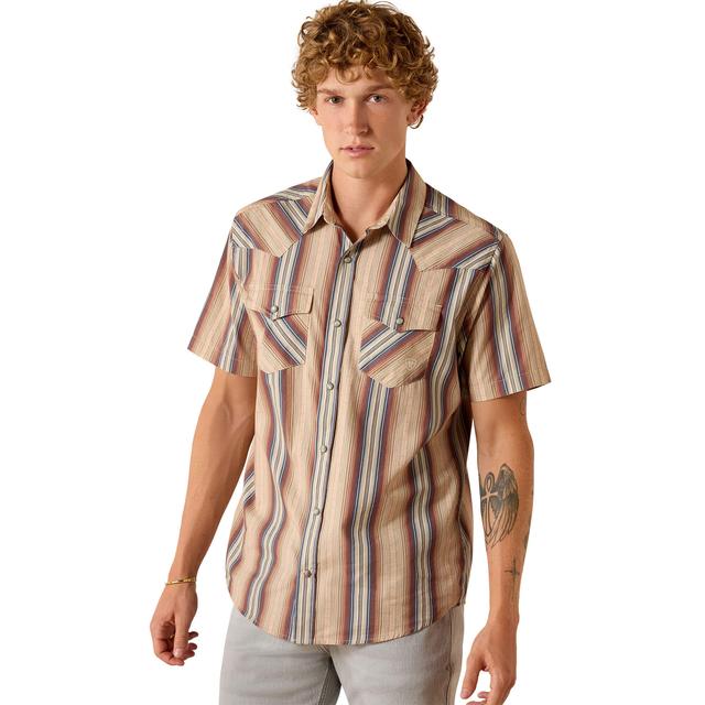 Ariat Retro Haver Fitted Snap Shirt In Copper Brown Stripe