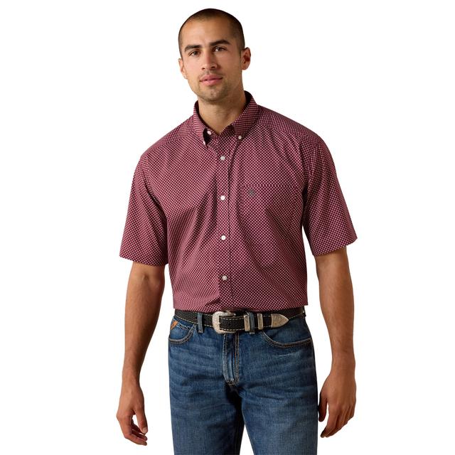 Ariat Pippin Classic Fit Shirt In Maroon Banner Geo Print