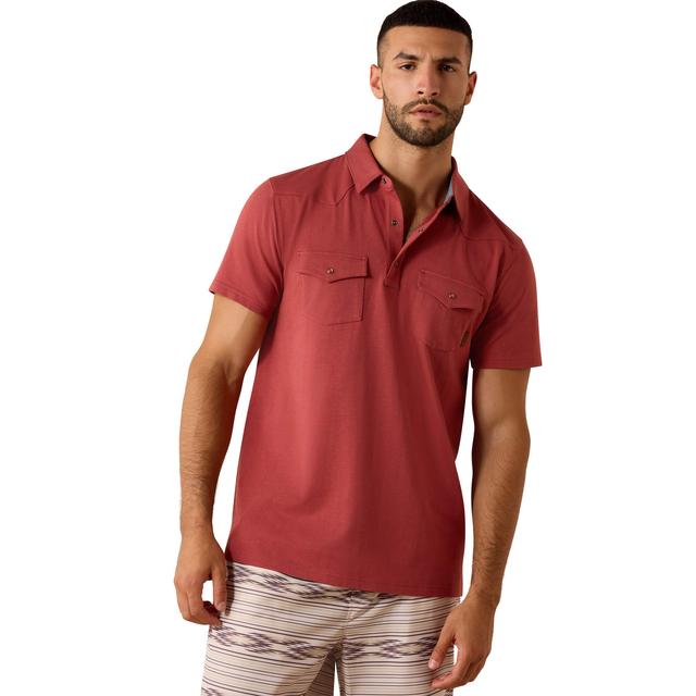 Ariat Retro Western Snap Polo Shirt In Cowhide