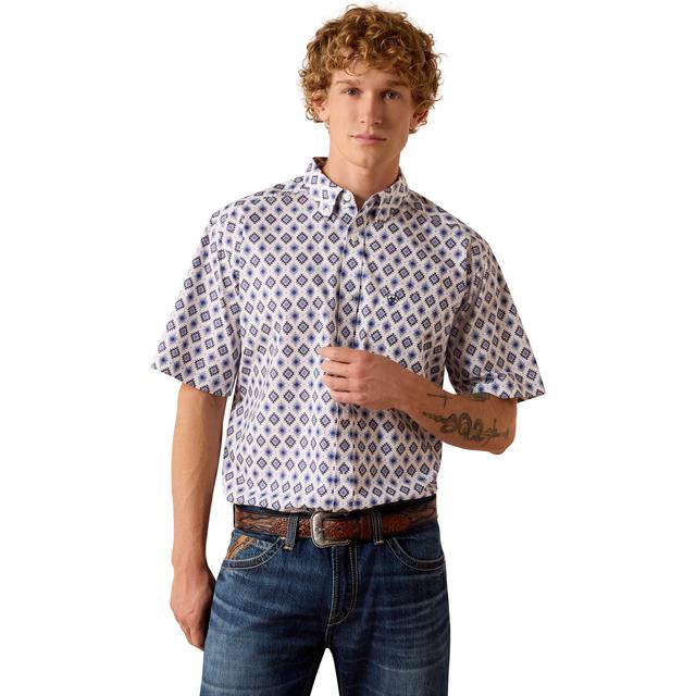 Ariat Baxter Classic Fit Shirt In White Southwest Print