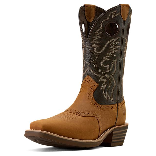 Ariat Heritage Roughstock Square Toe Cowboy Boots In Status Brown Chocolate Smoke