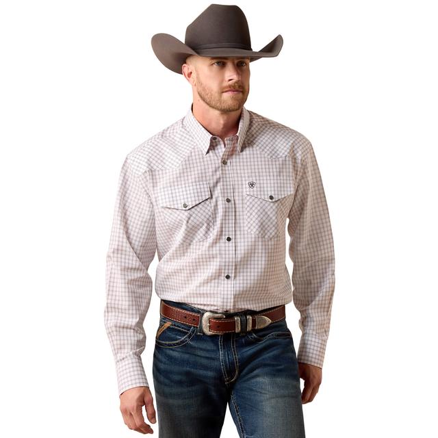 Ariat Wrinkle Free Draco Classic Fit Snap Shirt In White Plaid