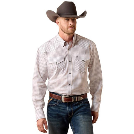 Ariat Wrinkle Free Draco Classic Fit Snap Shirt In White Plaid