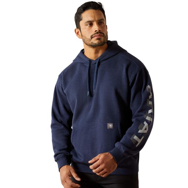 Ariat Rebar Lightweight Logo Hoodie In Navy Heather Alloy