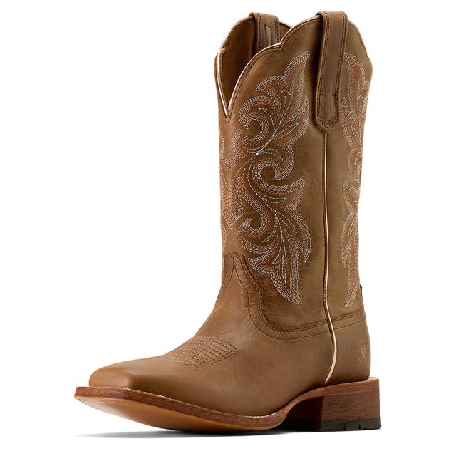 Ariat County Lane Wide Square Toe Cowgirl Boots In Natural Tan Leather