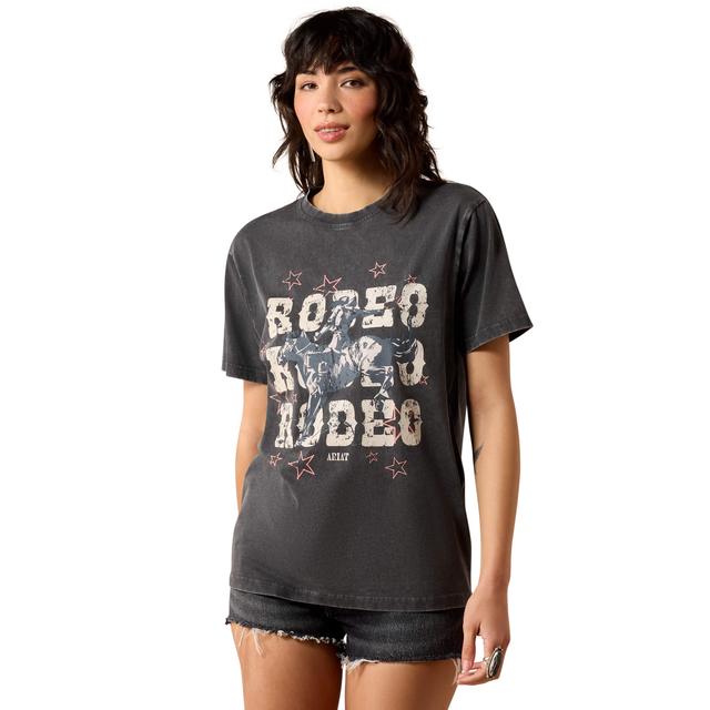 Ariat Star Spangled Rodeo T-shirt In Charcoal Mineral Wash Cotton