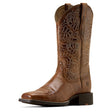 Ariat Round Up Remuda Wide Square Toe Cowgirl Boots In Aged Tan