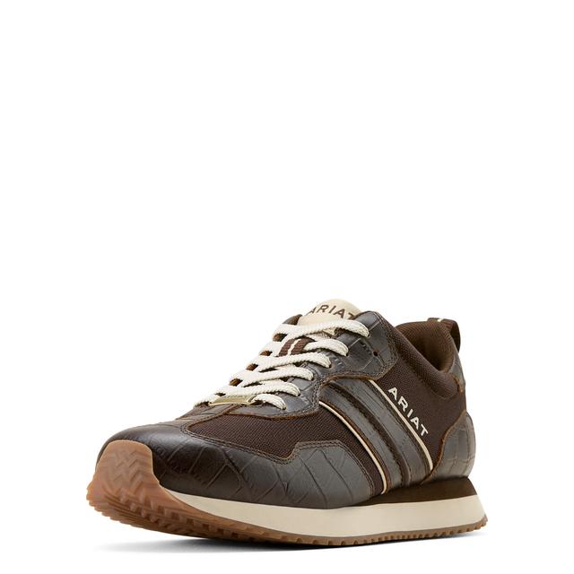 Ariat Ranch Runner Shoe In Chocolate Antique Tan Croc Print