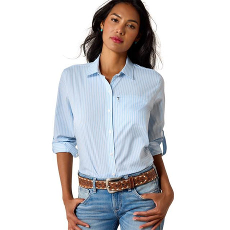 Ariat Venttek Shirt In Nantucket Breeze Railroad Stripe